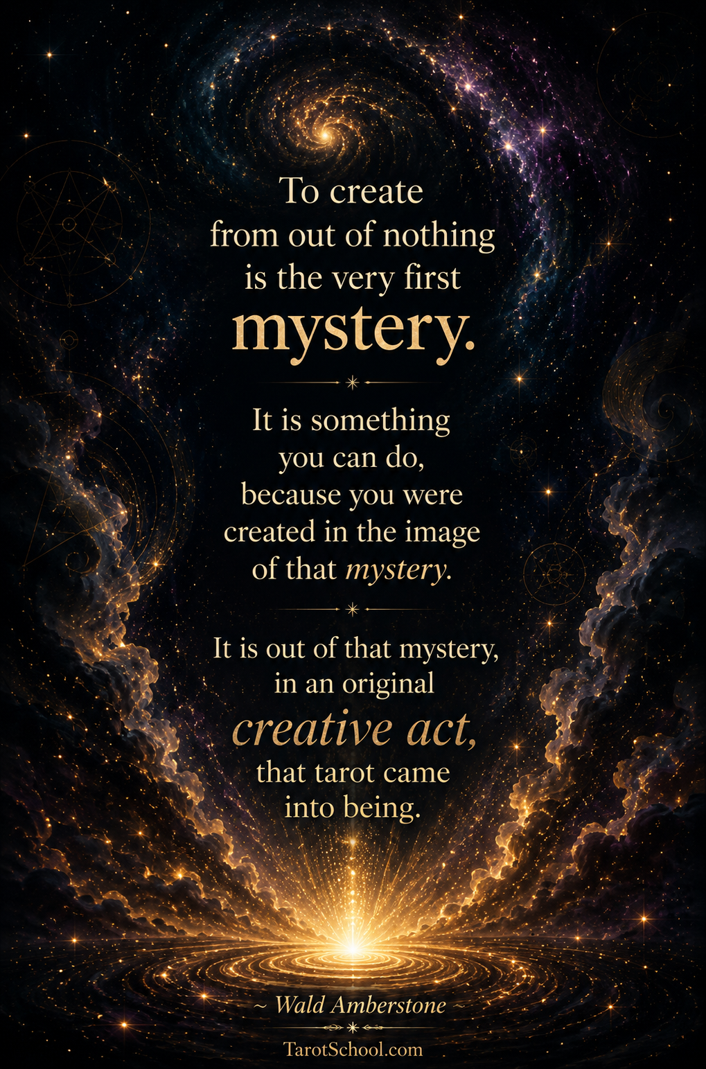 The Depths of tarot are the varieties of experience that lie beneath the surface of esoteric theory and practice. A Depth is a bottomless well of a pure and ultimately indescribable experience. ~ Wald Amberstone  TarotSchool.com