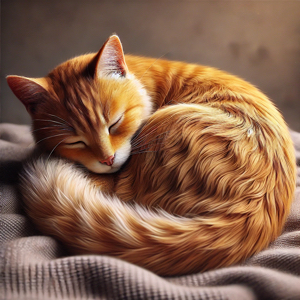 A curled up orange tabby cat